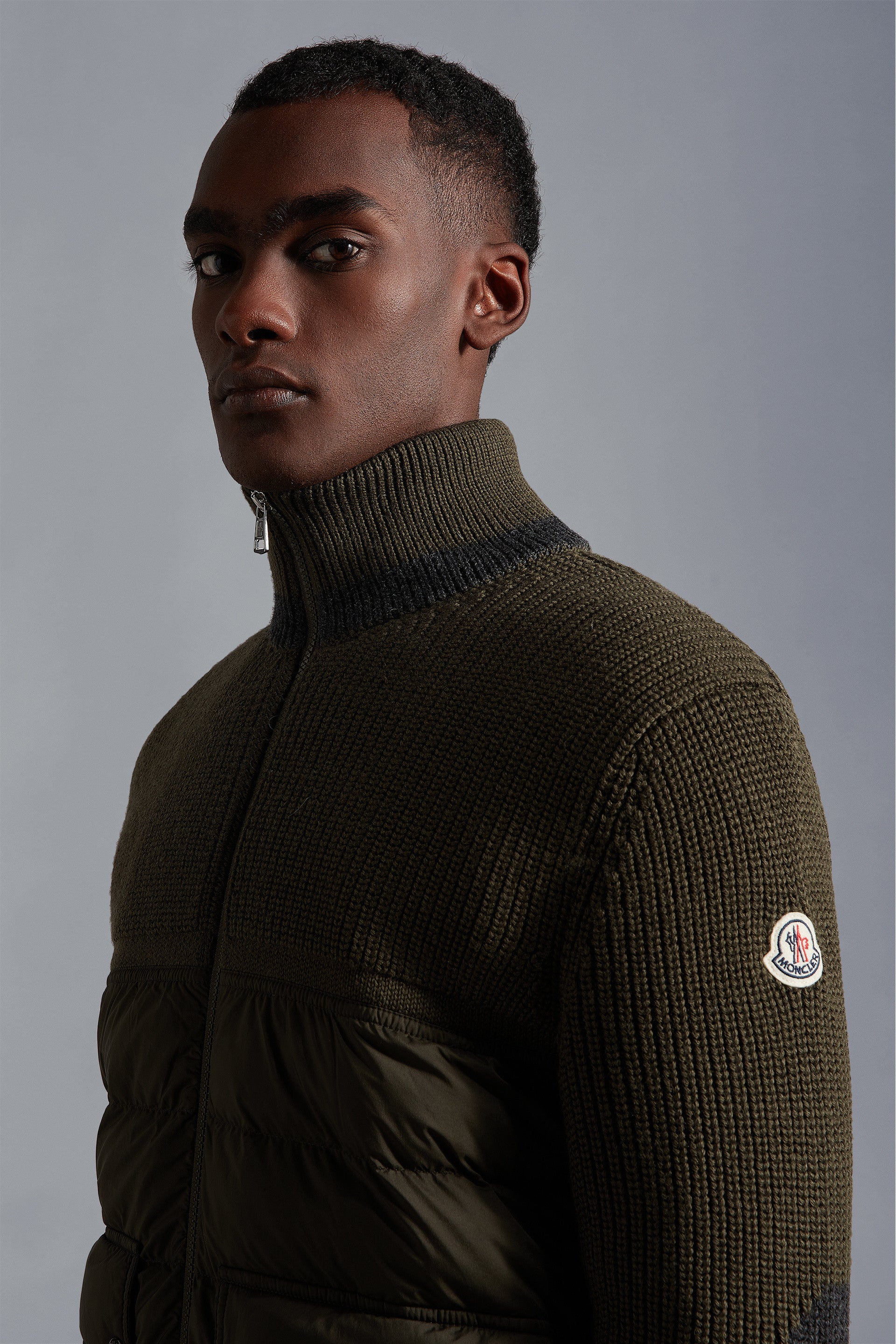 Moncler Men's Wool Knit Padded Jacket